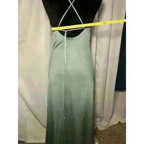 Zara Satin Cowl Neck Slip Dress Sage Green Long Sleeveless Size S - Picture 7 of 12